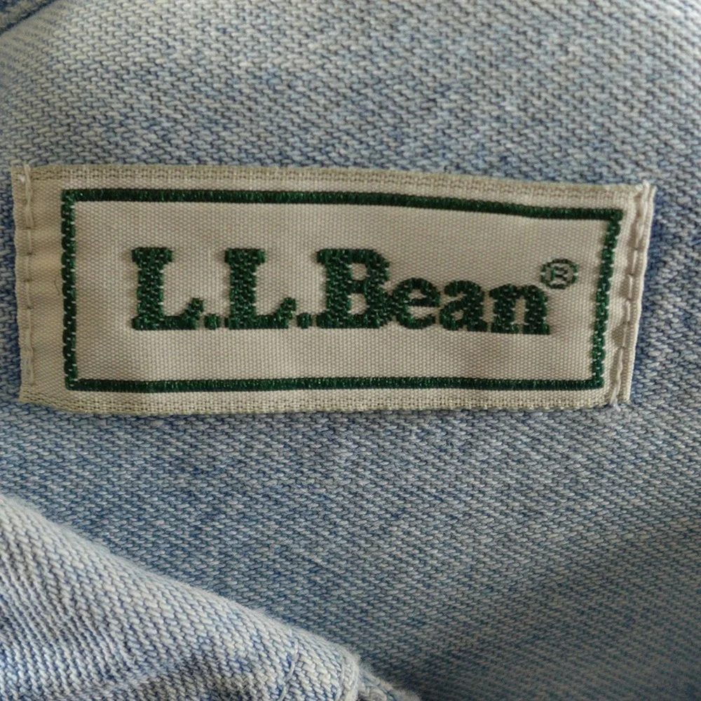 Vintage L.L. Bean Shirt Mens Large Tall Blue Denim Button Down Long Sleeve W861